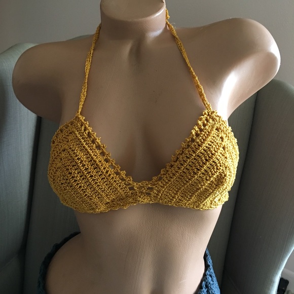 Gold mustard bikini top small - Picture 2 of 8